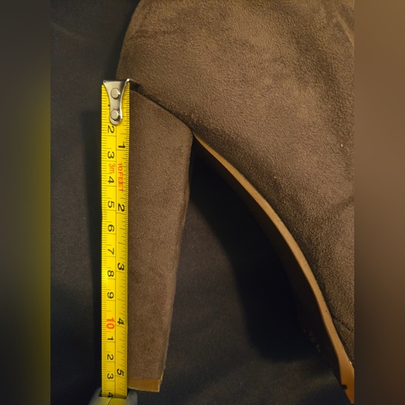 Luichiny brown suede heeled  ankle boots with faux fur trim Sz 10 - Picture 5 of 11